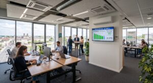 Bureaux professionnels avec système de climatisation réversible, décret tertiaire